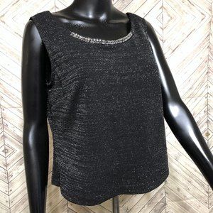 Maya brook 8 womens M black shimmer crop tank